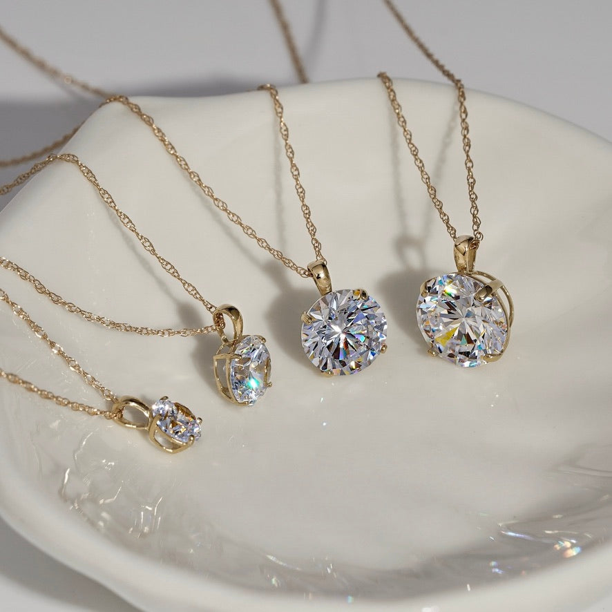 10K Solid Gold Solitaire Necklace