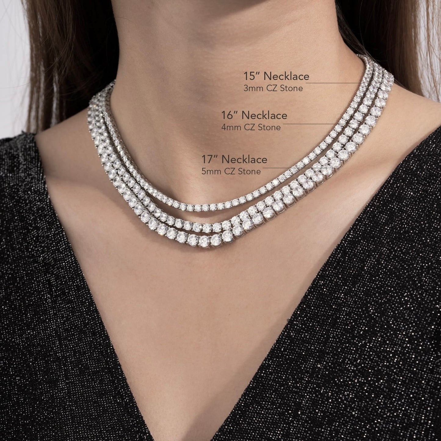 Round Cut Tennis Necklace