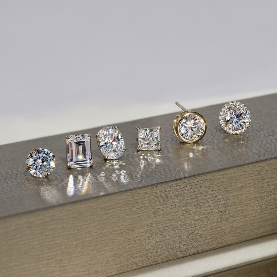 Solid Gold Bezel Solitaire Stud Earrings