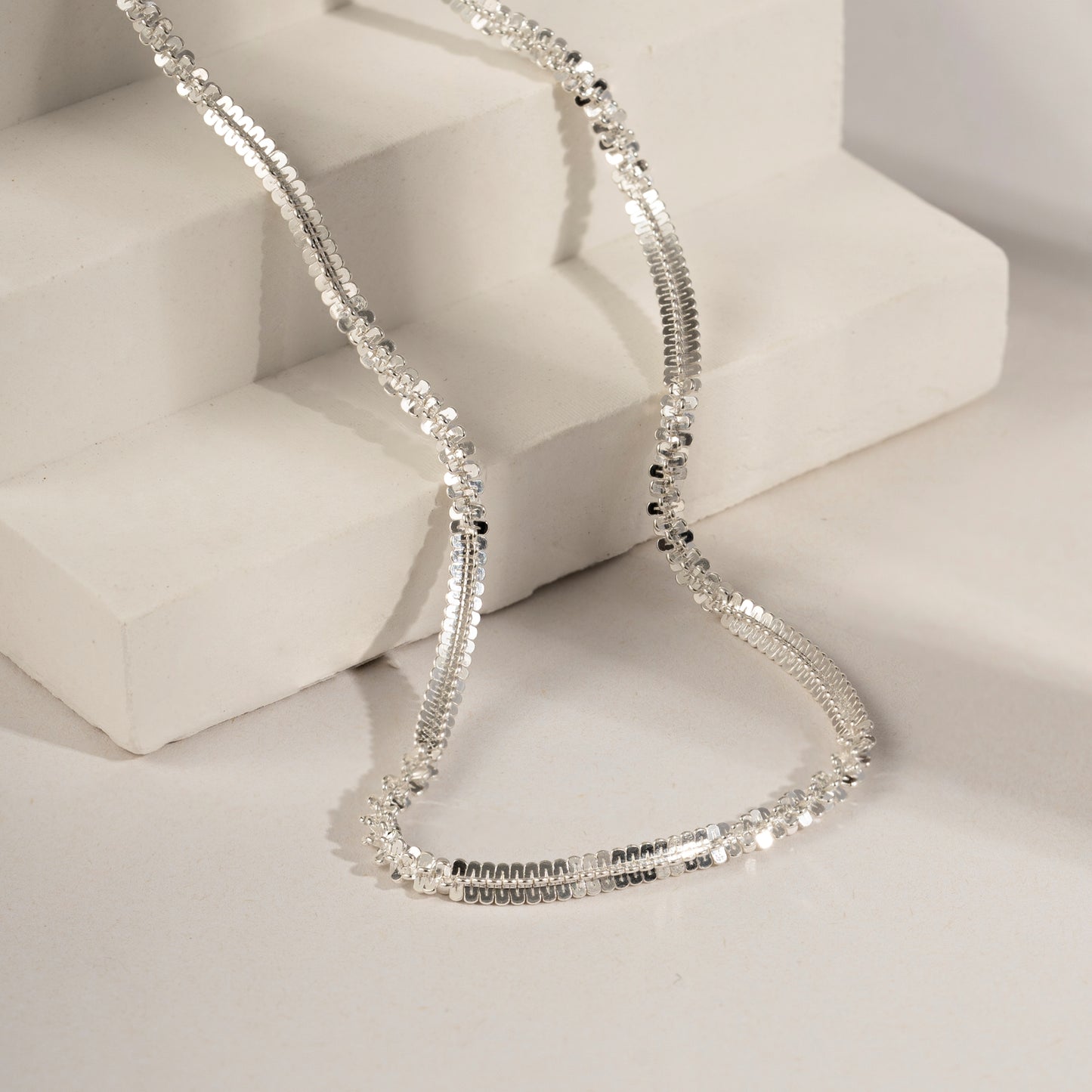 DIAMONBLISS Sterling Silver Italy Popcorn Chain