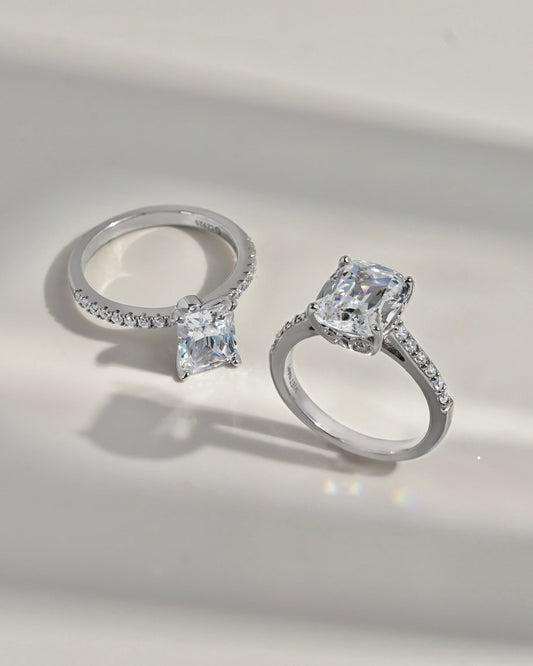 Cushion Emerald Cut Solitaire Ring