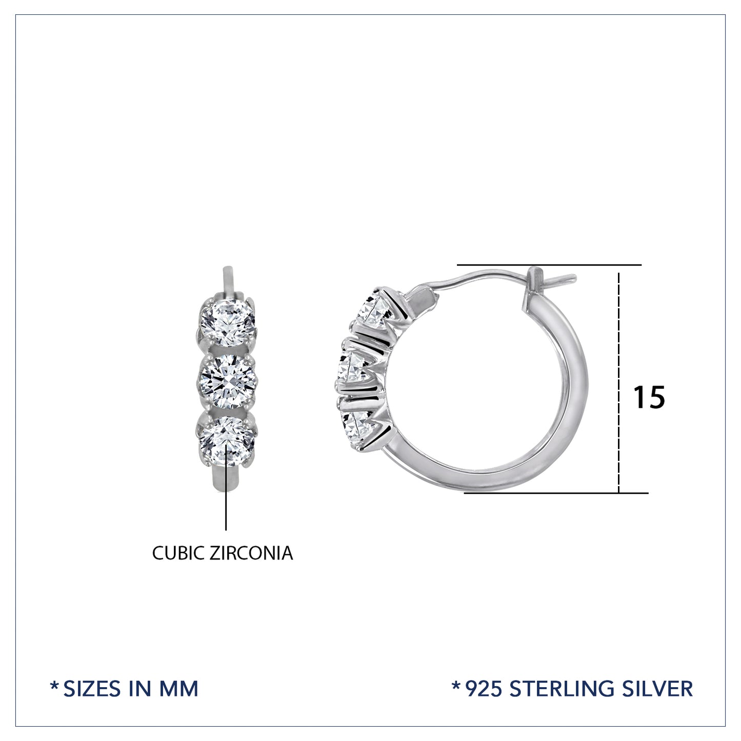 Marilyn Monroe 3-Stone Hoop Earrings