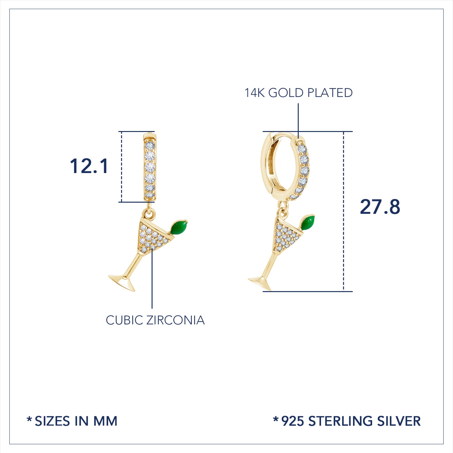 Marilyn Monroe Martini Glass Hoop Earrings