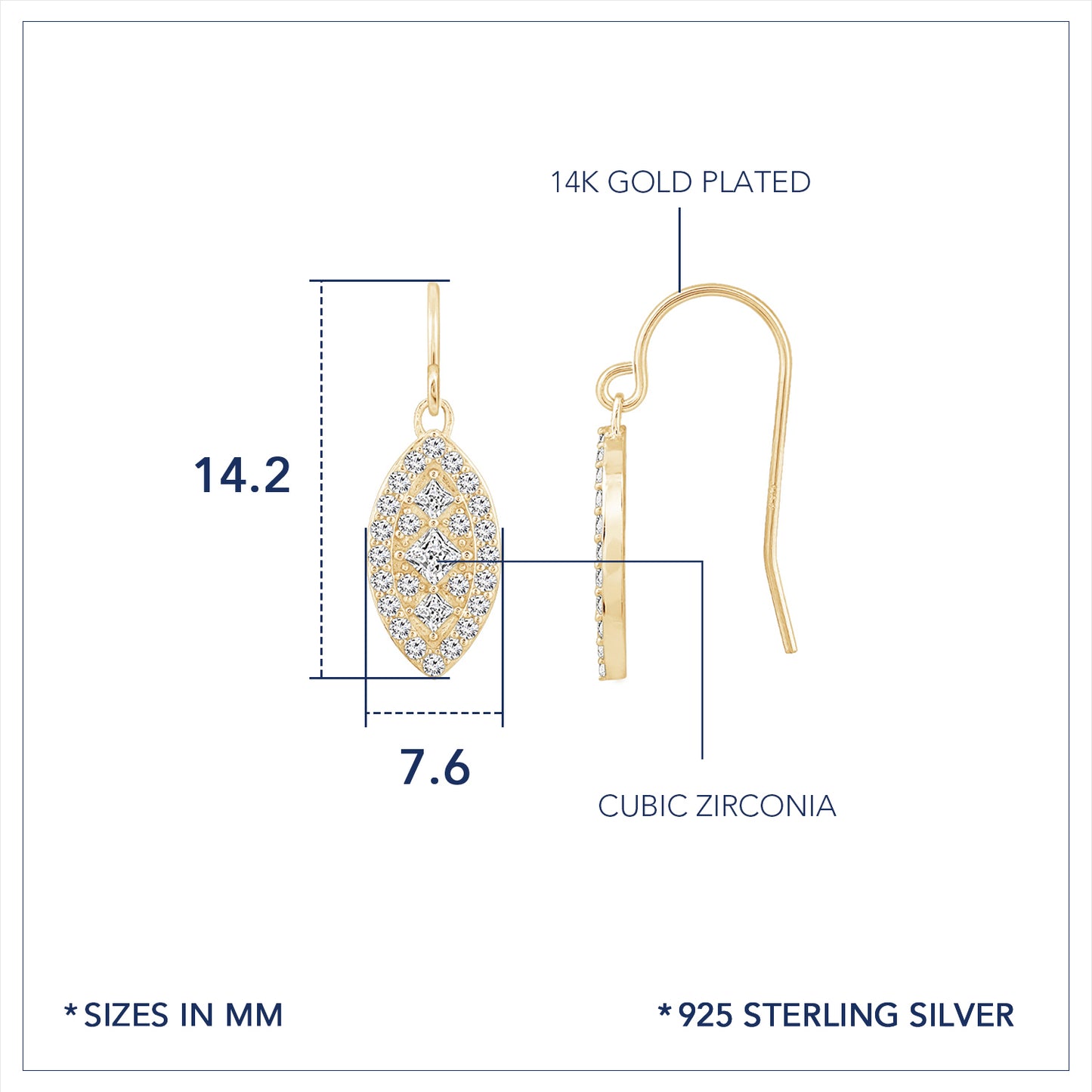 Marilyn Monroe Pavé Marquise Earrings