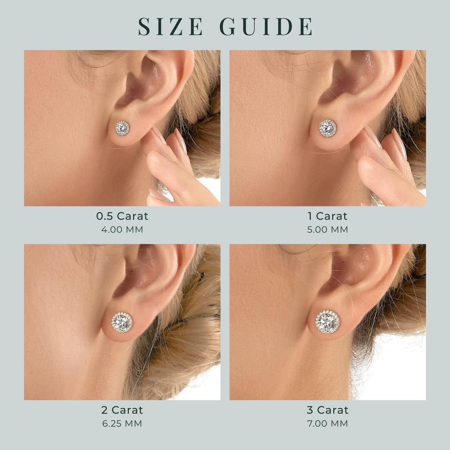 Solid Gold Halo Stud Earrings
