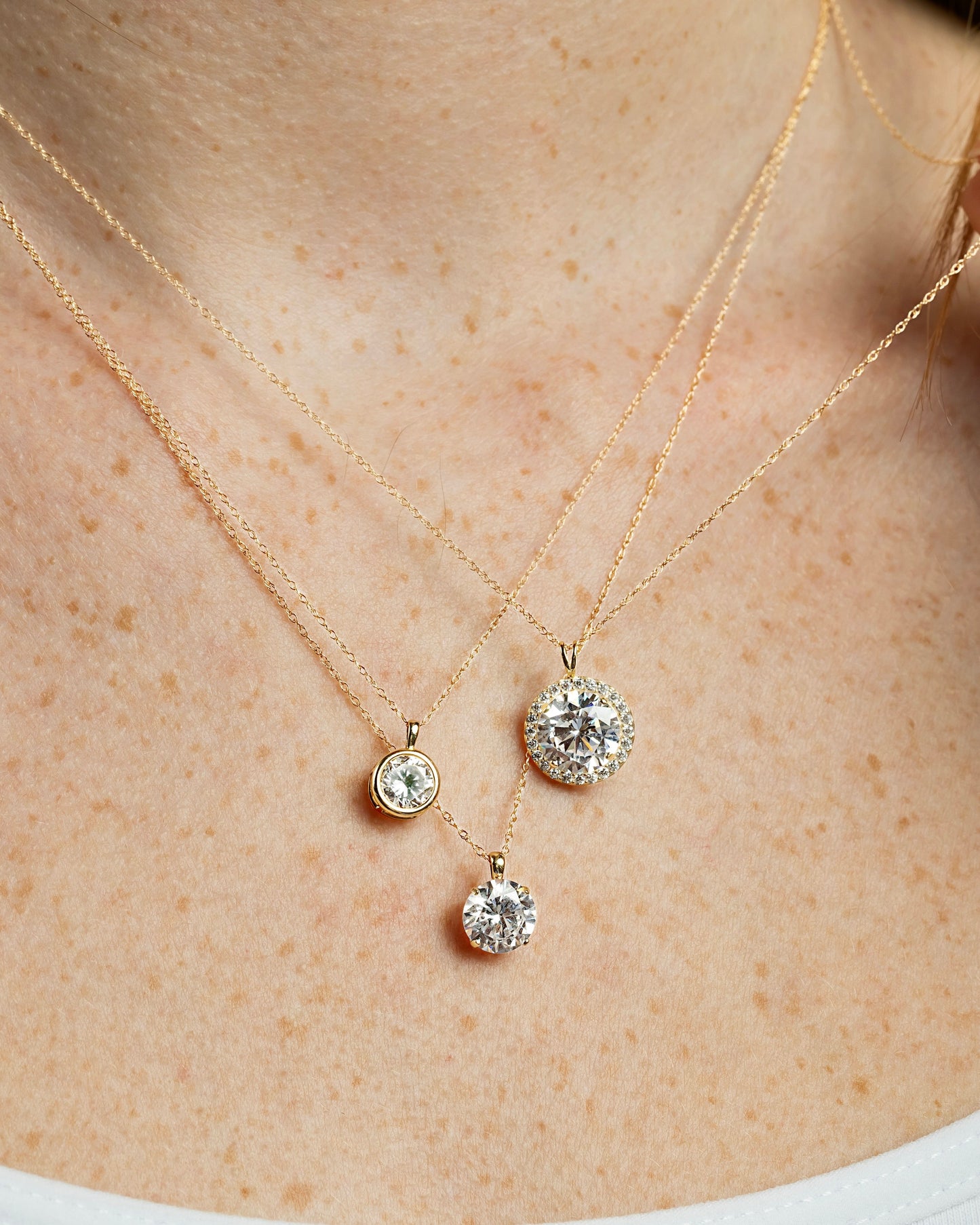 14K Solid Gold Solitaire Necklace