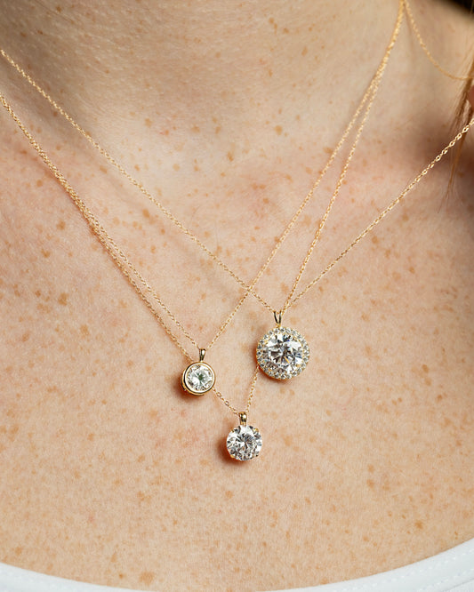 10K Solid Gold Solitaire Necklace