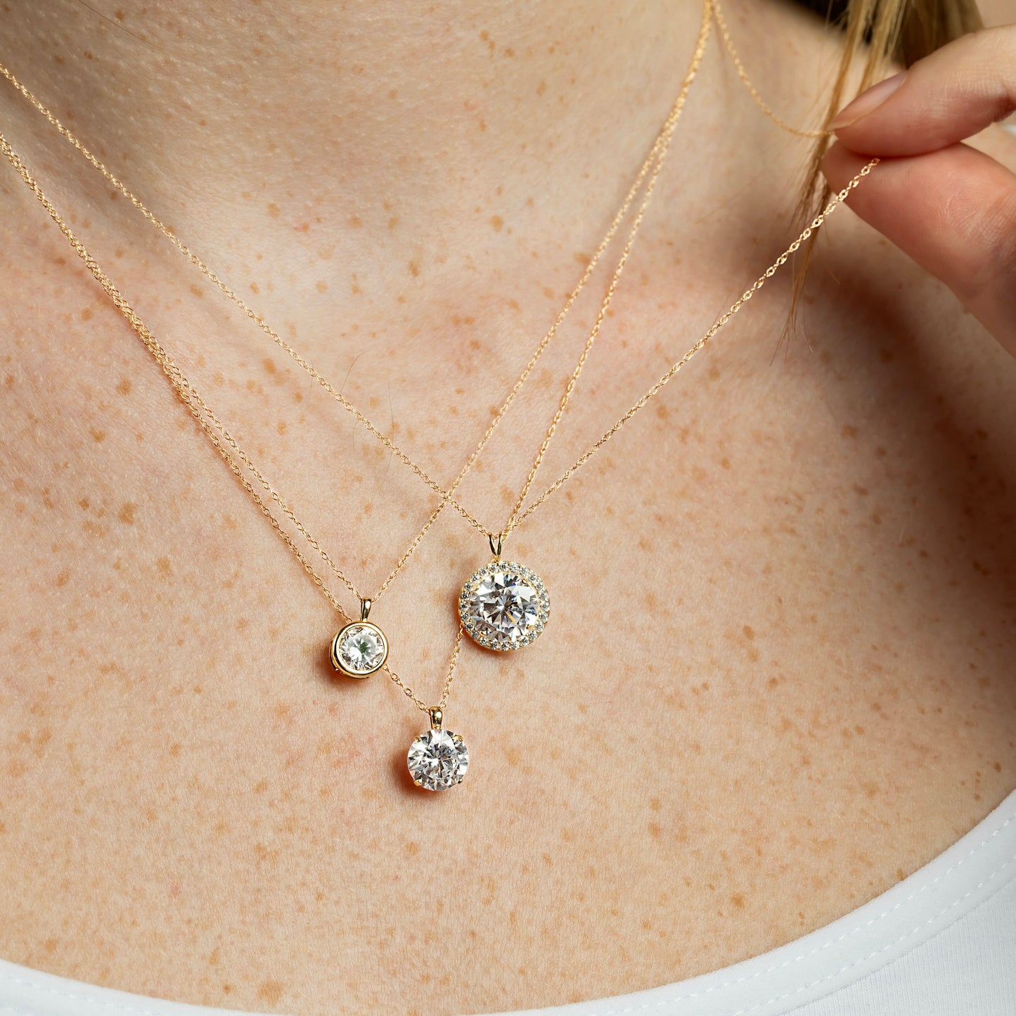 Solid Gold Bezel Solitaire Necklace