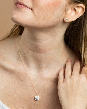 Solid Gold Halo Pendant Necklace