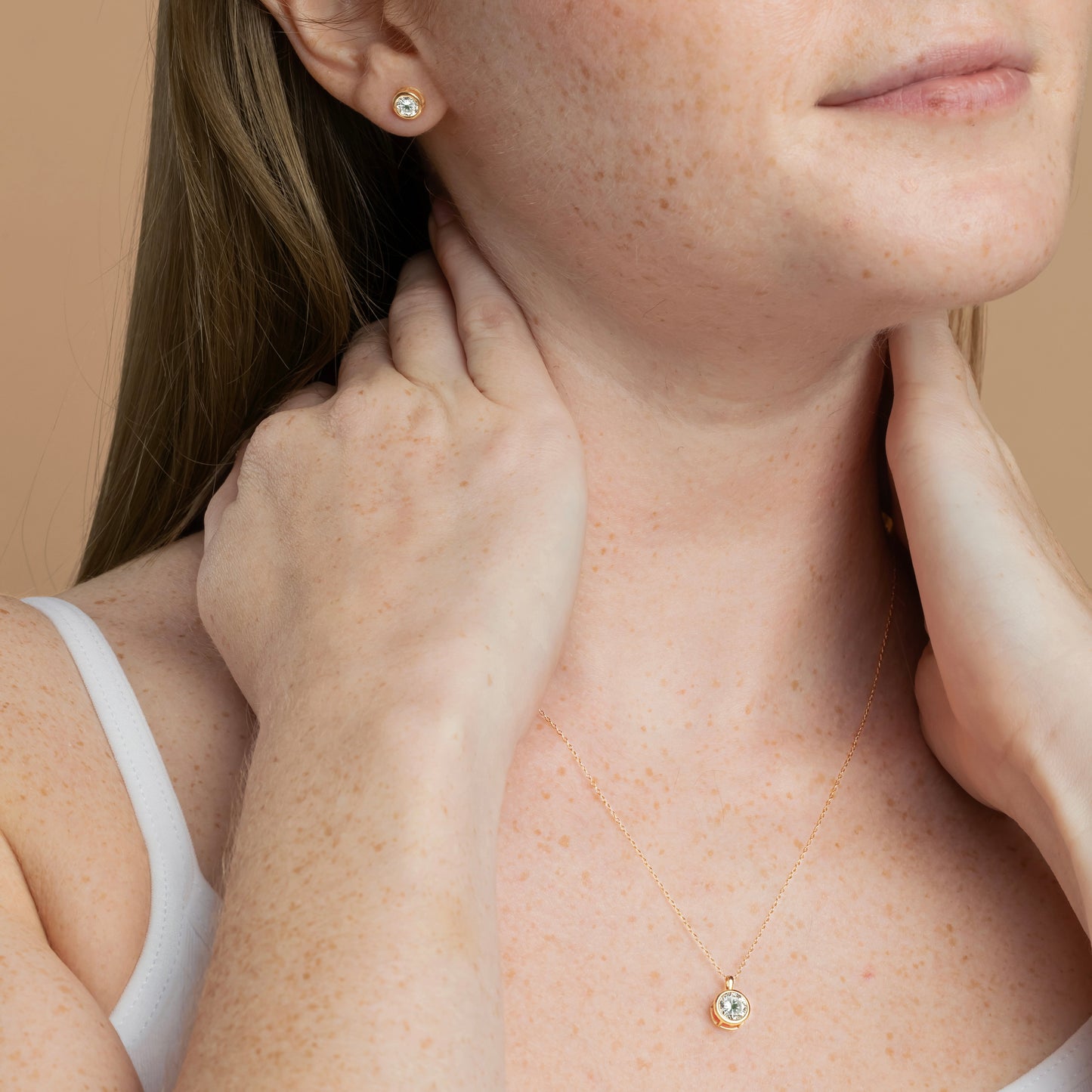Solid Gold Bezel Solitaire Stud Earrings