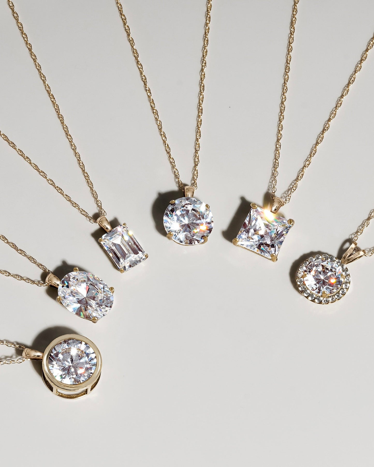 Solid Gold Halo Pendant Necklace