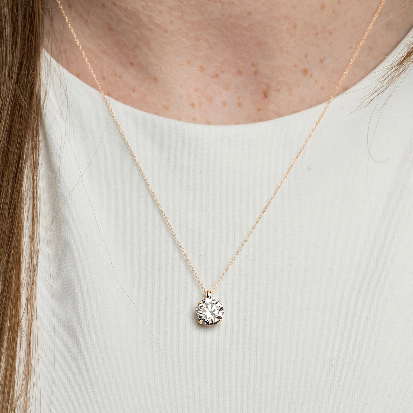 10K Solid Gold Solitaire Necklace