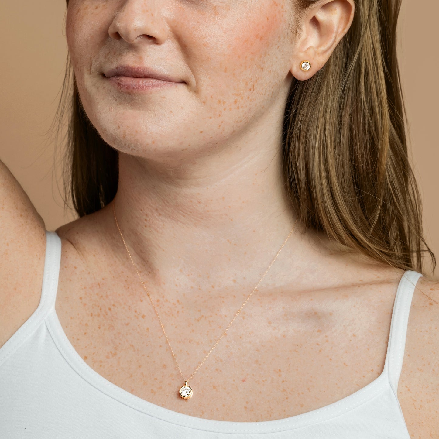 Solid Gold Bezel Solitaire Necklace