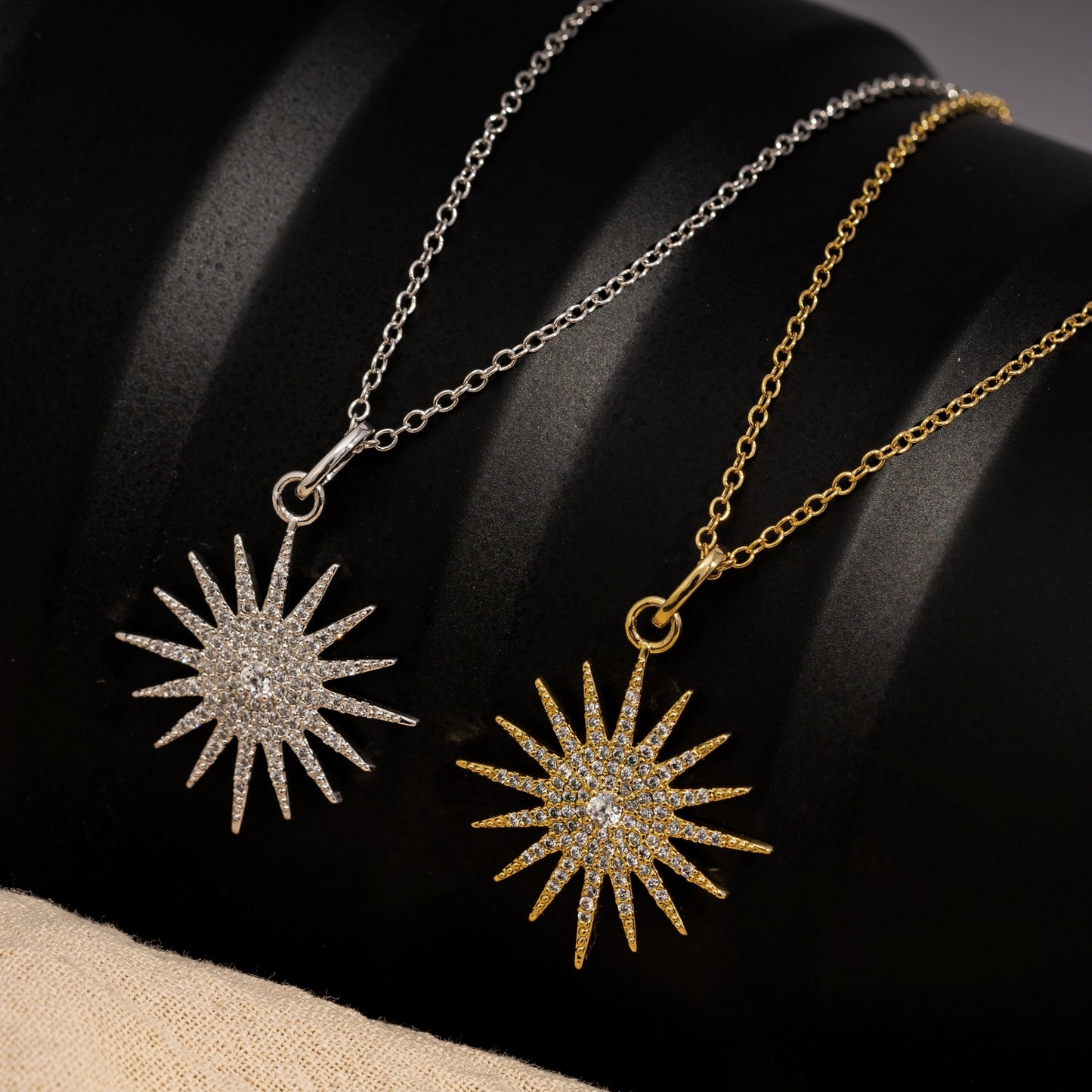 Sunburst Pave Pendant Necklace