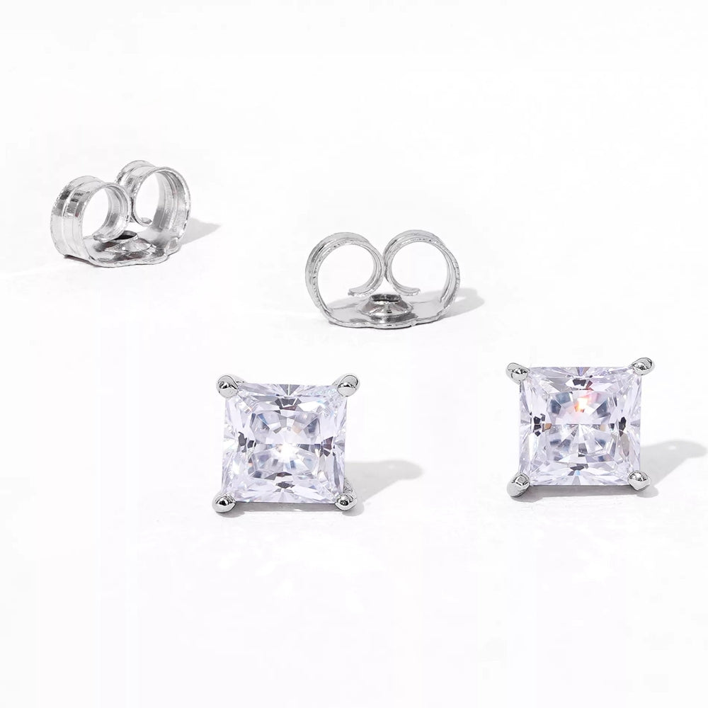 5mm Princess Cut Solitaire Stud Earrings