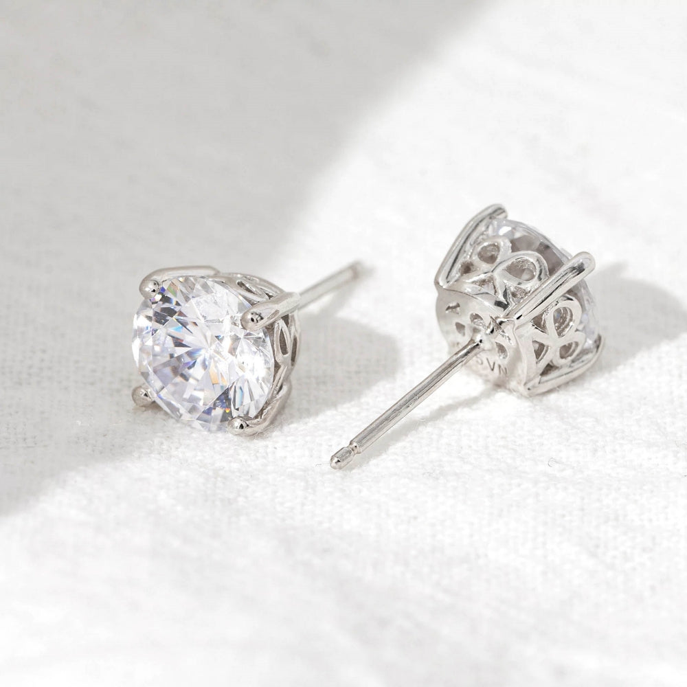 8mm Round Cut Solitaire Stud Earrings