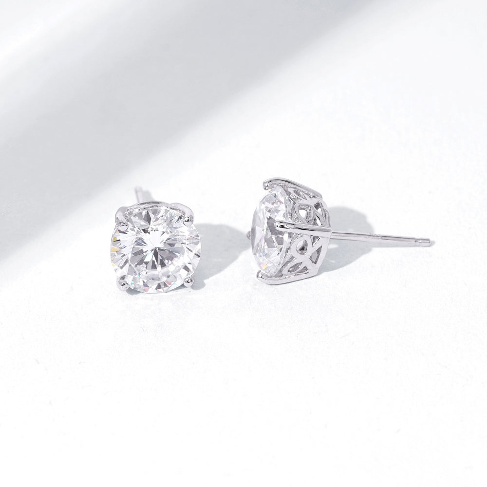 8.5mm Round Cut Solitaire Stud Earrings