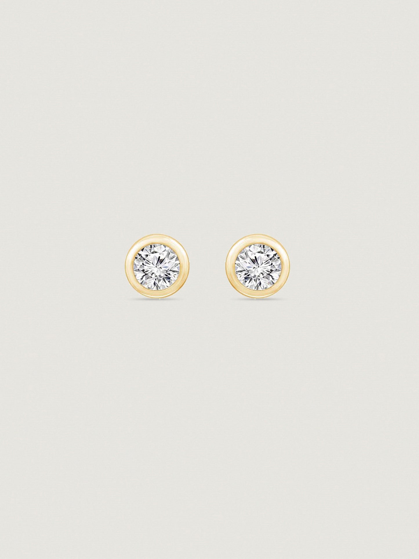 Solid Gold Bezel Solitaire Stud Earrings