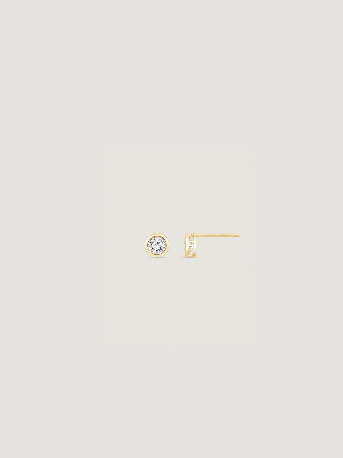 Solid Gold Bezel Solitaire Stud Earrings