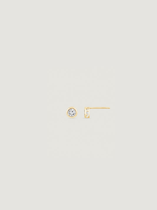 Solid Gold Bezel Solitaire Stud Earrings