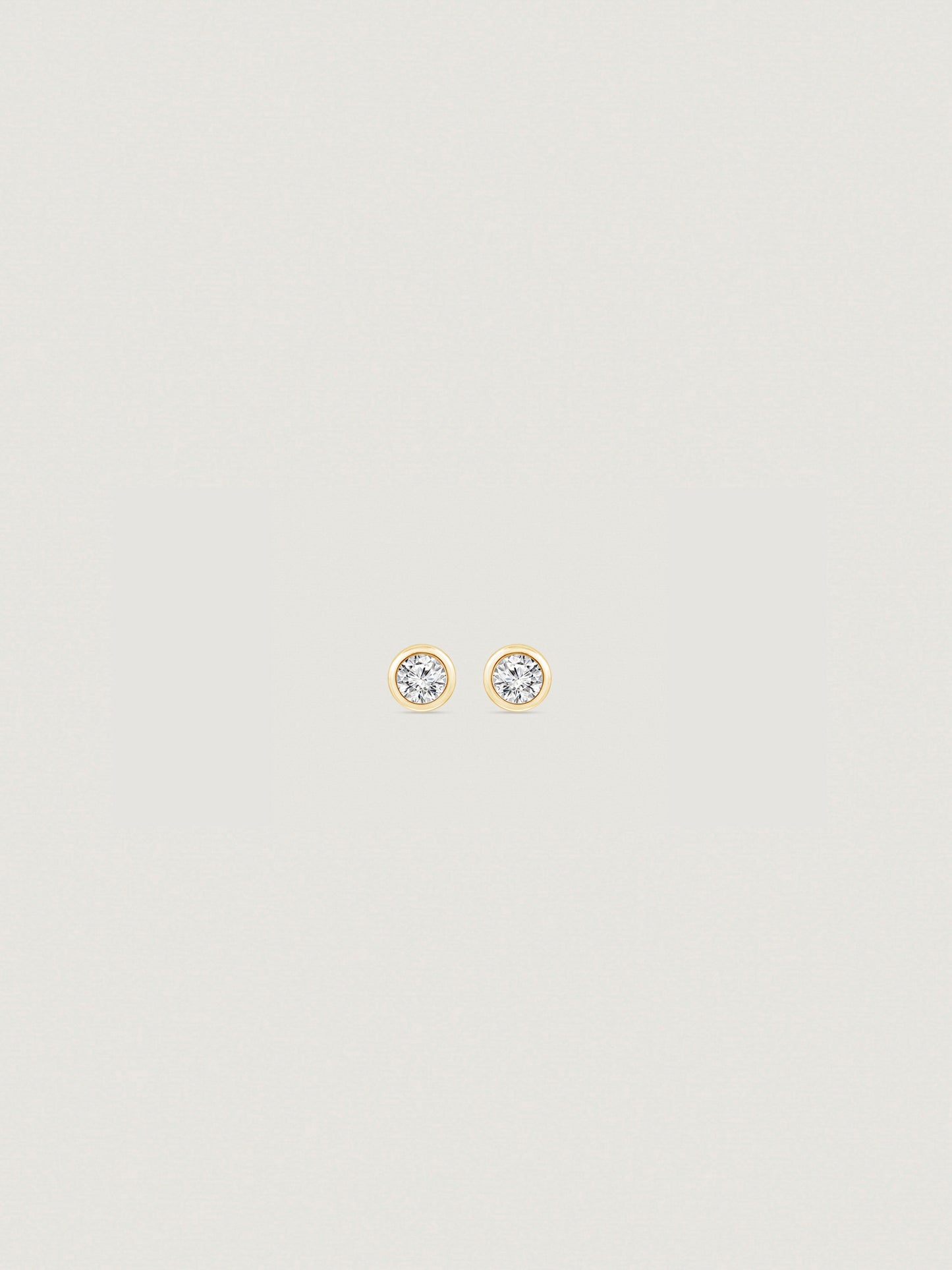 Solid Gold Bezel Solitaire Stud Earrings