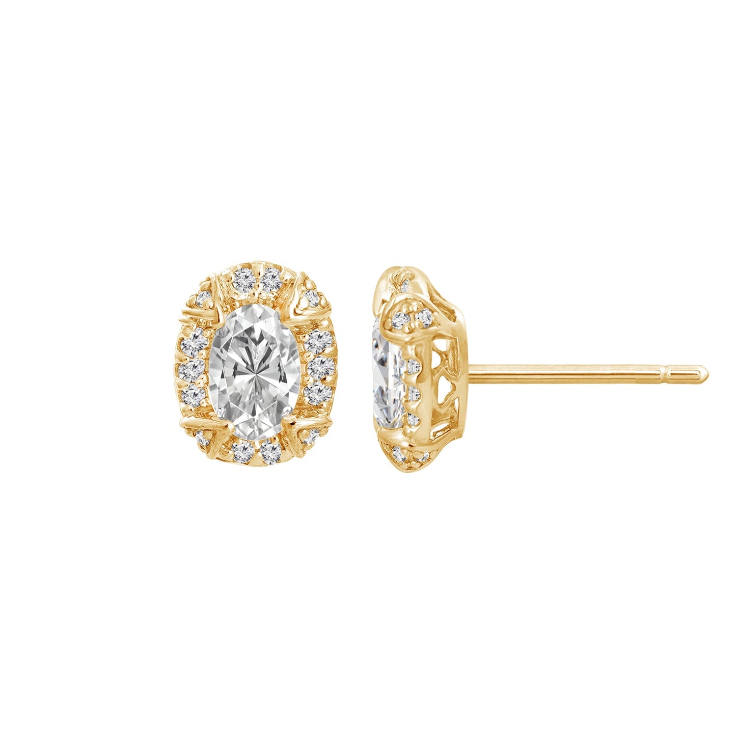 DIAMONBLISS Yellow-tone Brass Halo Stud Earrings| Embellished with Swarovski® Zirconia| 1 cttw