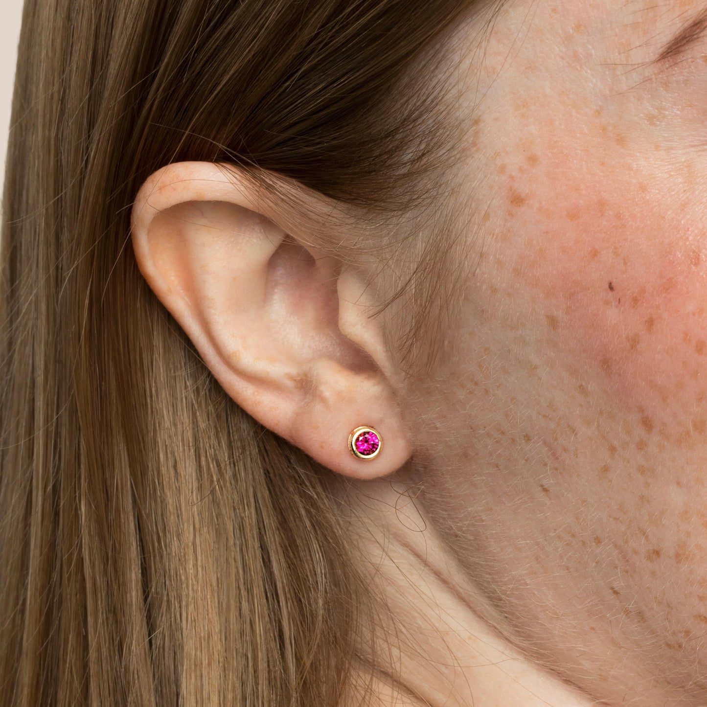 10K Solid Gold Birthstone Stud Earrings