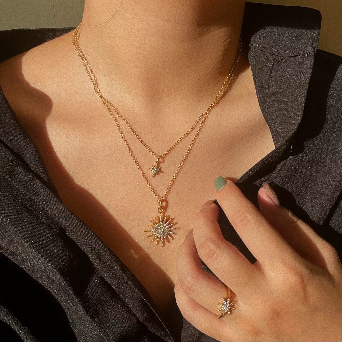 Sunburst Pave Pendant Necklace