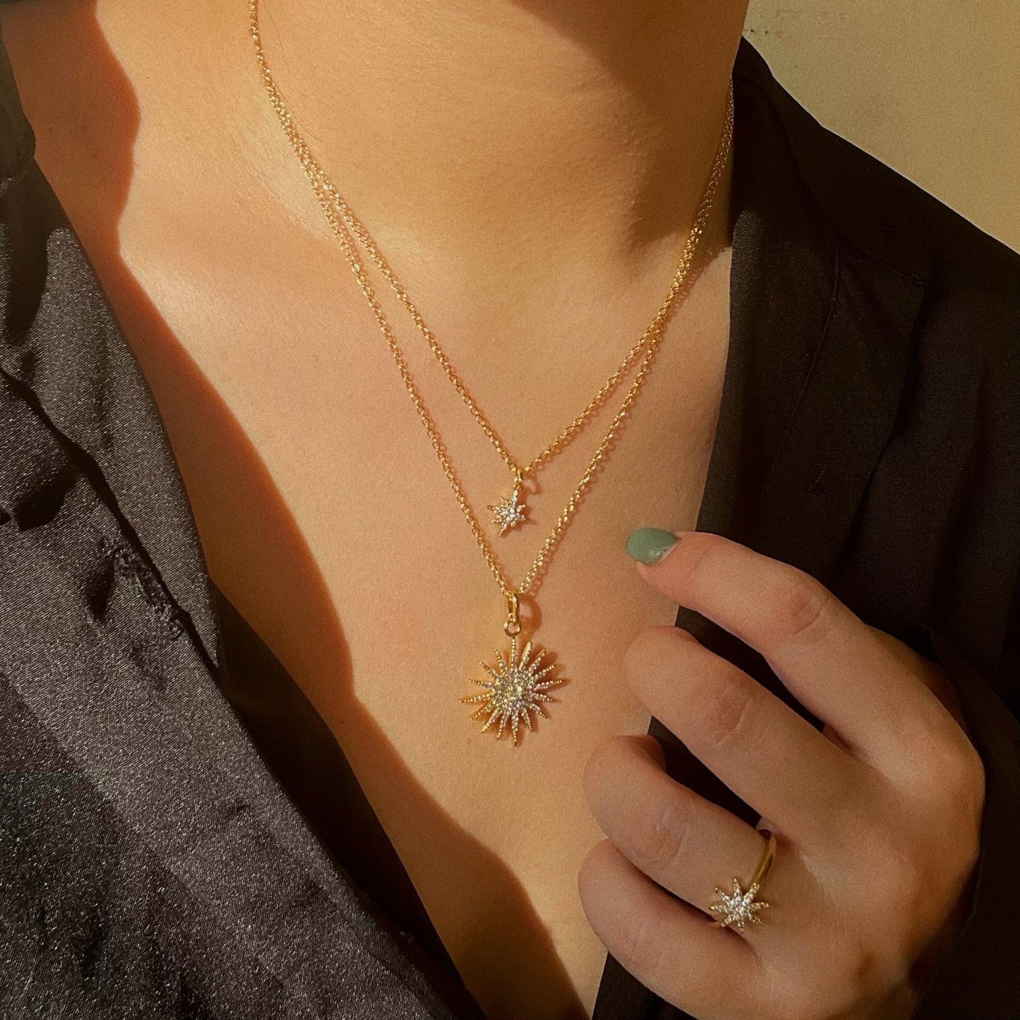 Sunburst Pave Pendant Necklace
