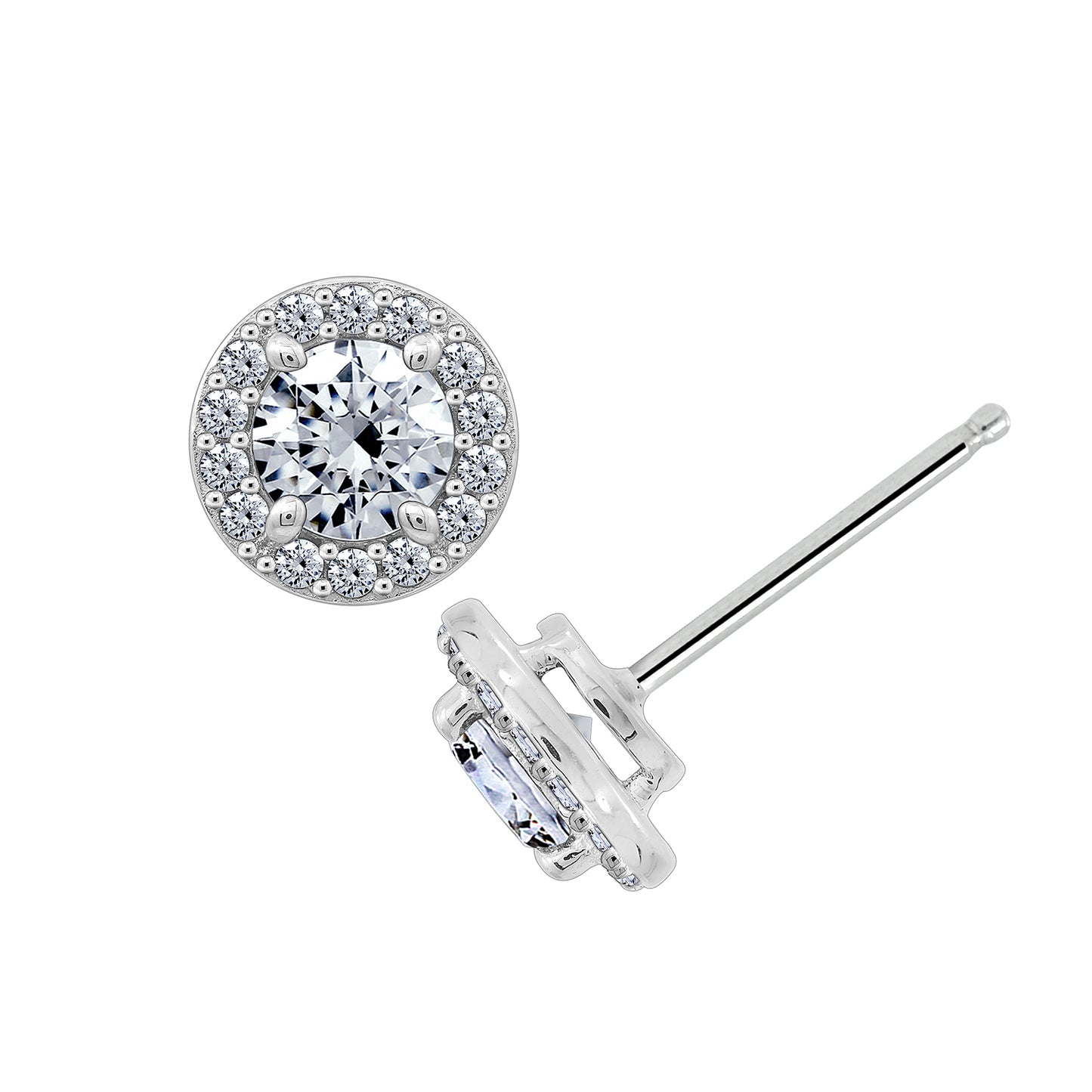 Round Halo Stud Earrings