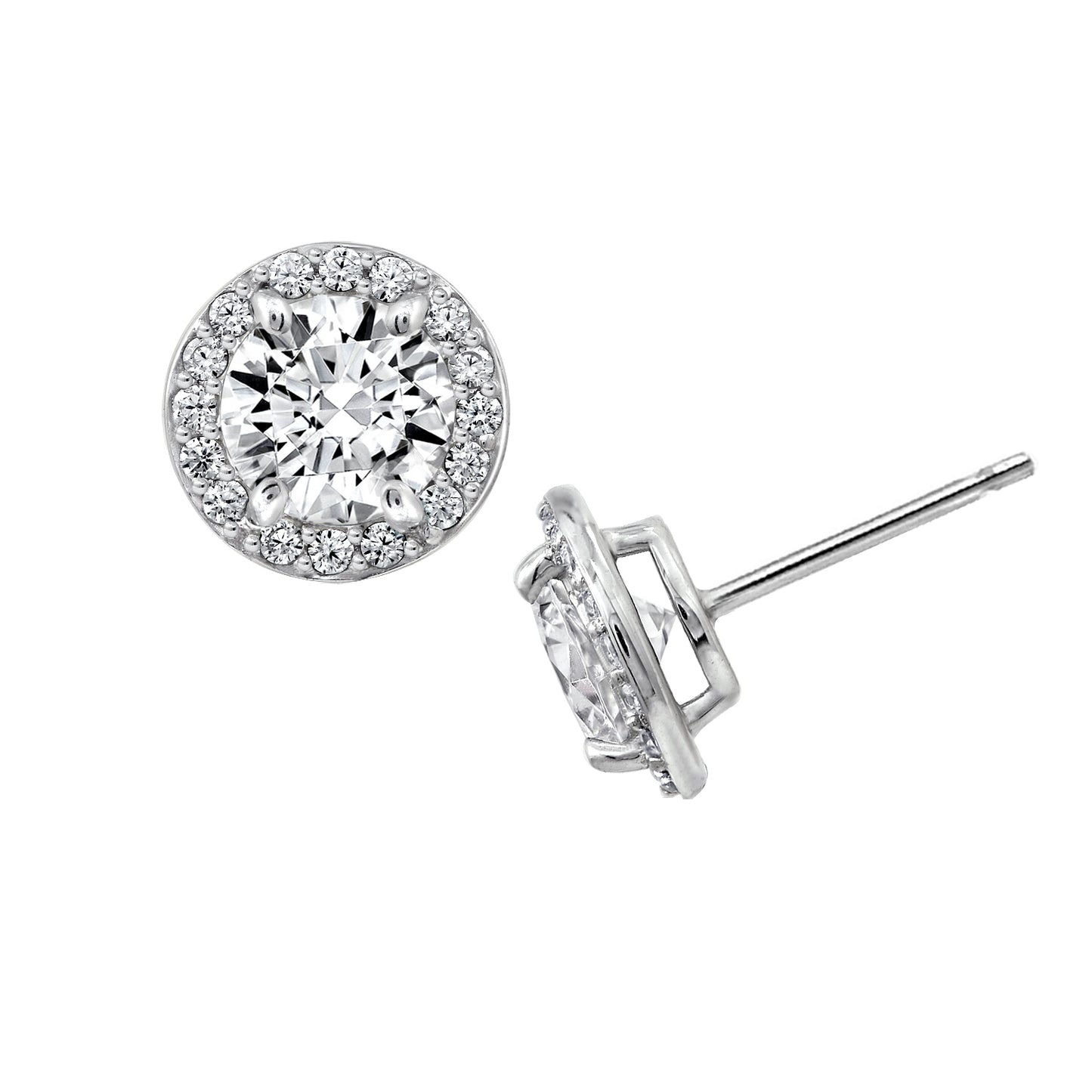Round Halo Stud Earrings