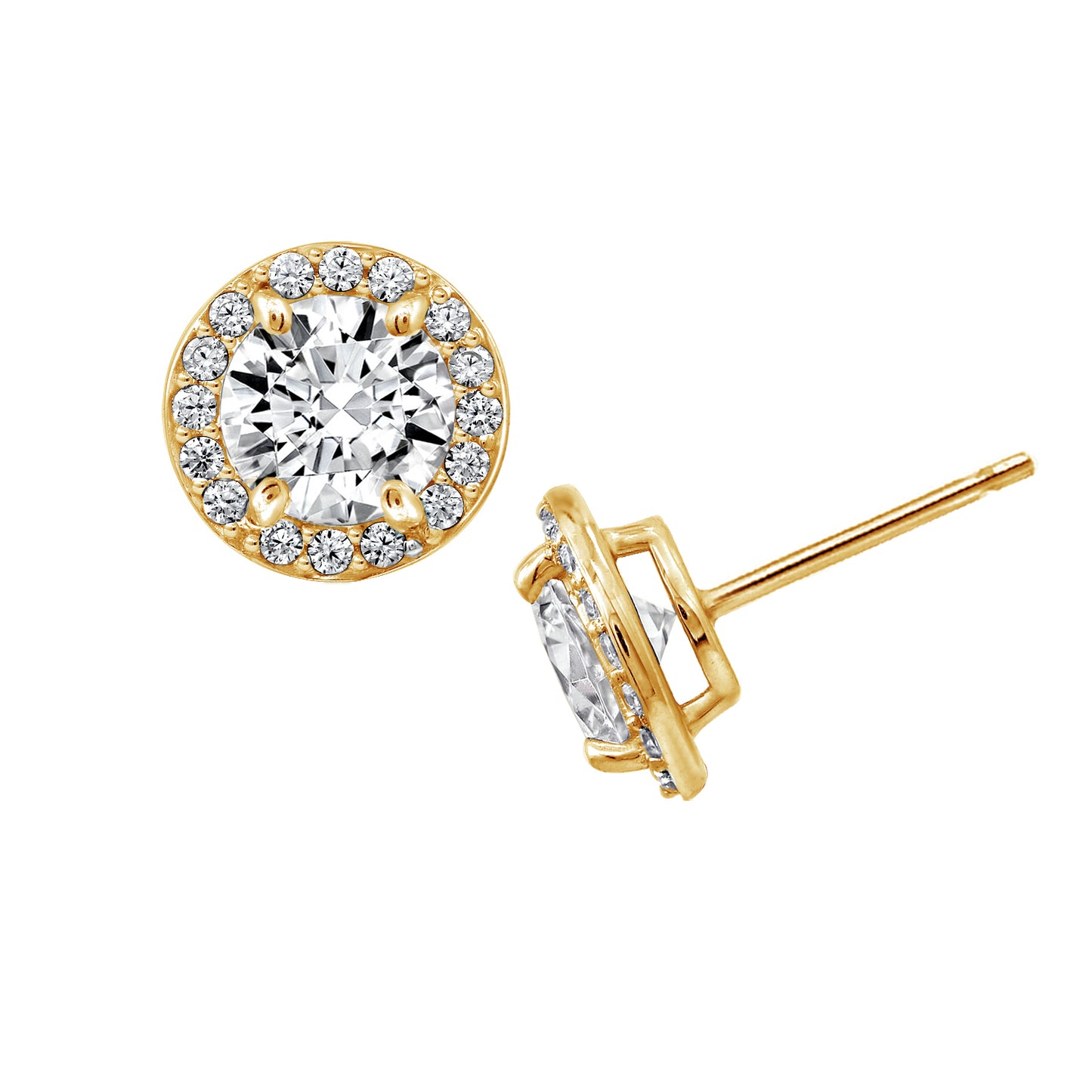 Round Halo Stud Earrings