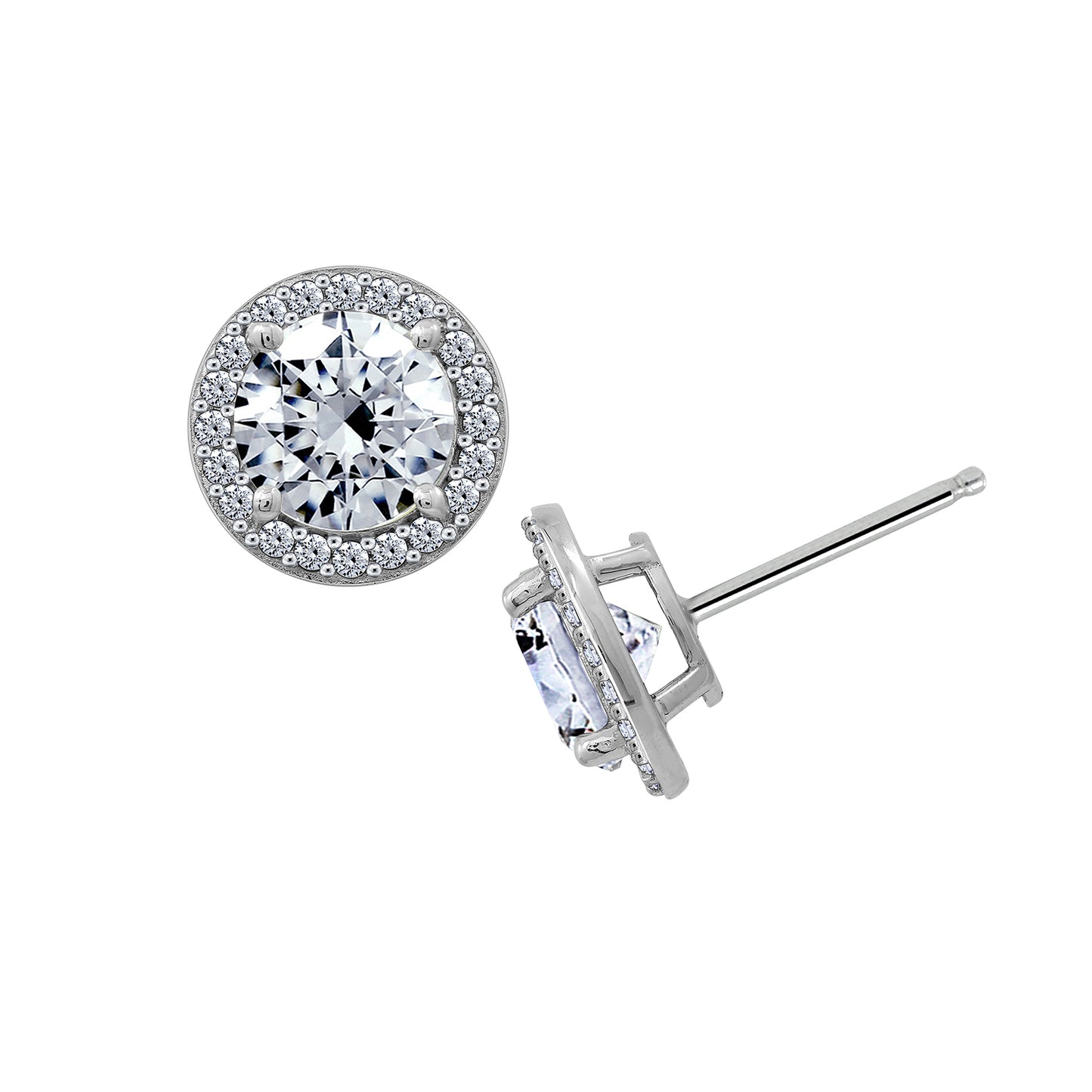Round Halo Stud Earrings
