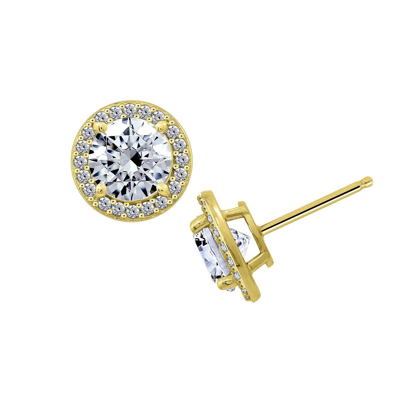 Round Halo Stud Earrings