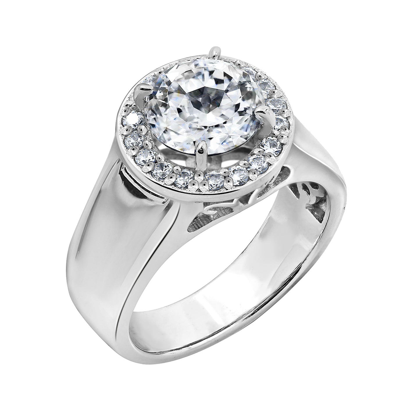 Wide-Banded Halo Ring