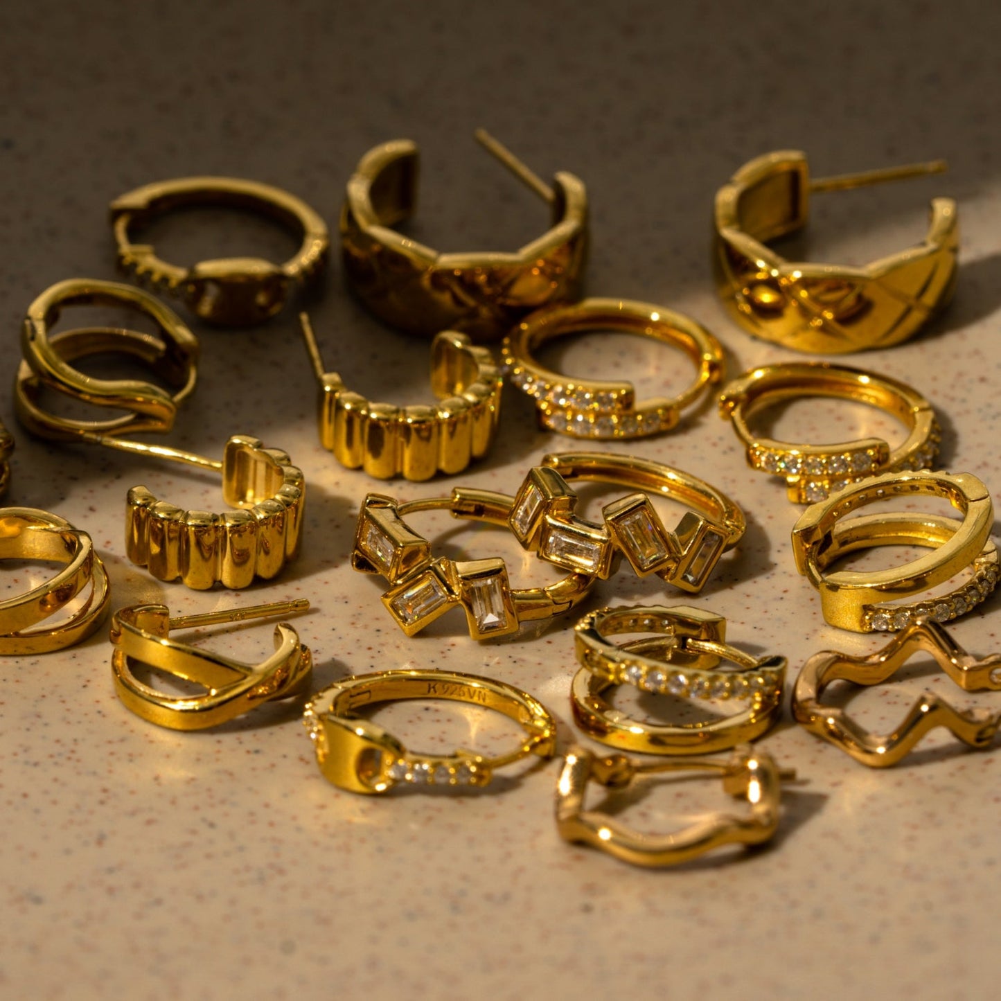 Marilyn Monroe Scattered Baguette Huggie Hoops
