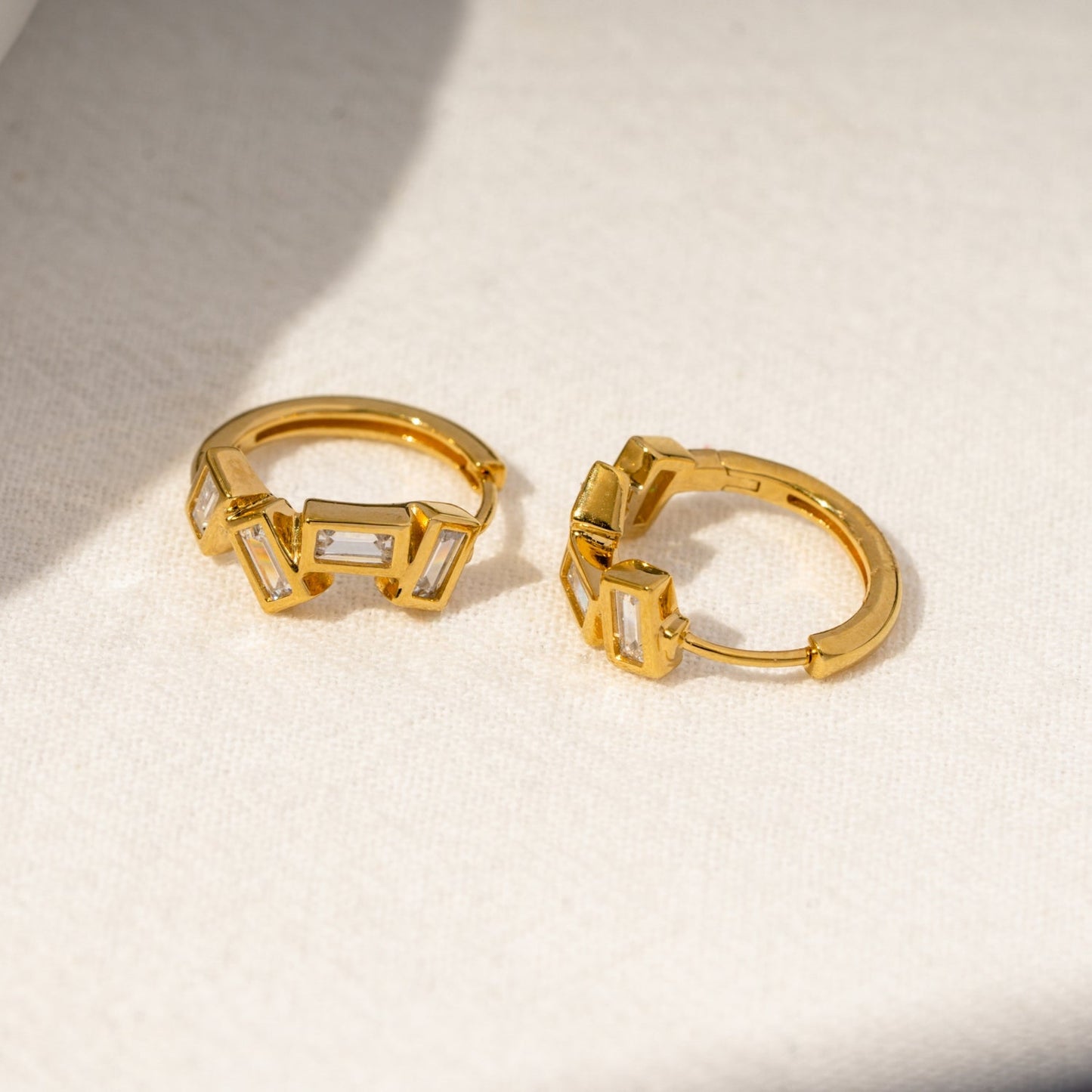 Marilyn Monroe Scattered Baguette Huggie Hoops