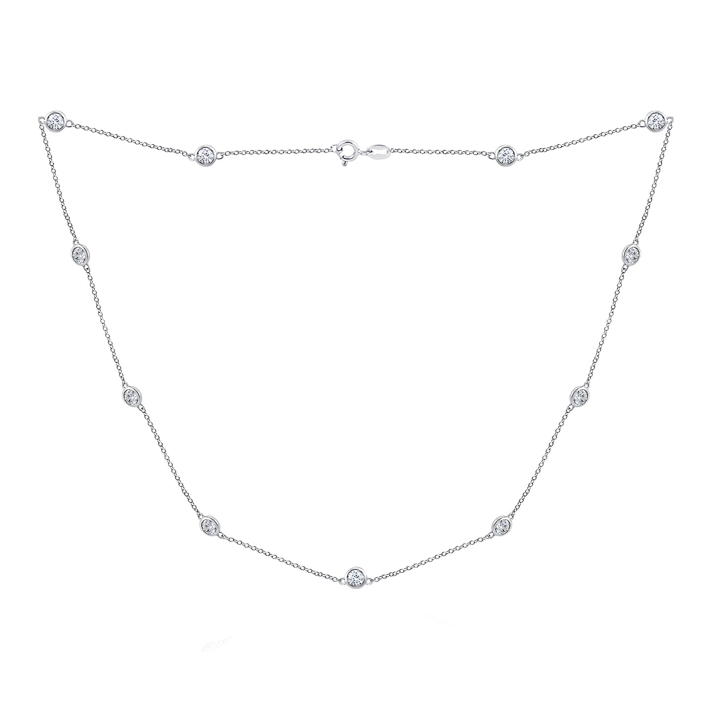 DIAMONBLISS 14K Gold or Platinum Plated Sterling Silver Cubic Zirconia Station Necklace
