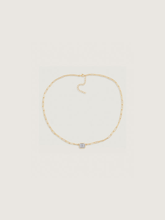 Curb Chain Solo Emerald Necklace