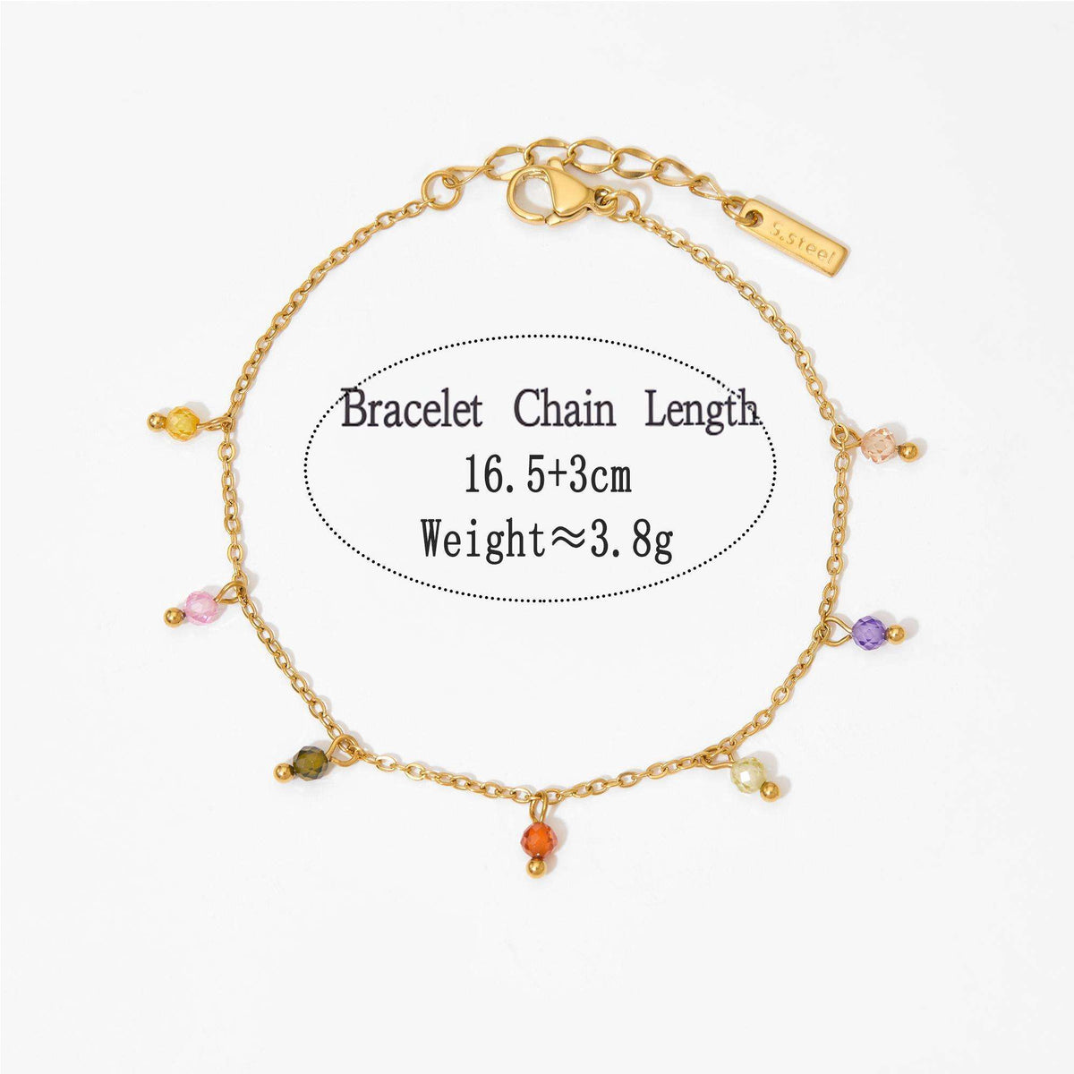 Aquabliss Gold-Tone Stainless Steel Multi-Color Beaded Station Bracelet
