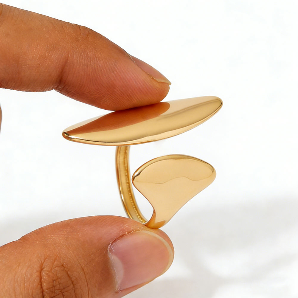 Aquabliss Gold-Tone Stainless Steel Abstract Shape Statement Ring