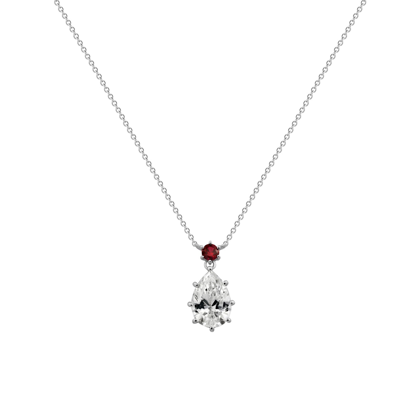 Diamonbliss Marilyn Red Accent Pear Shaped Necklace