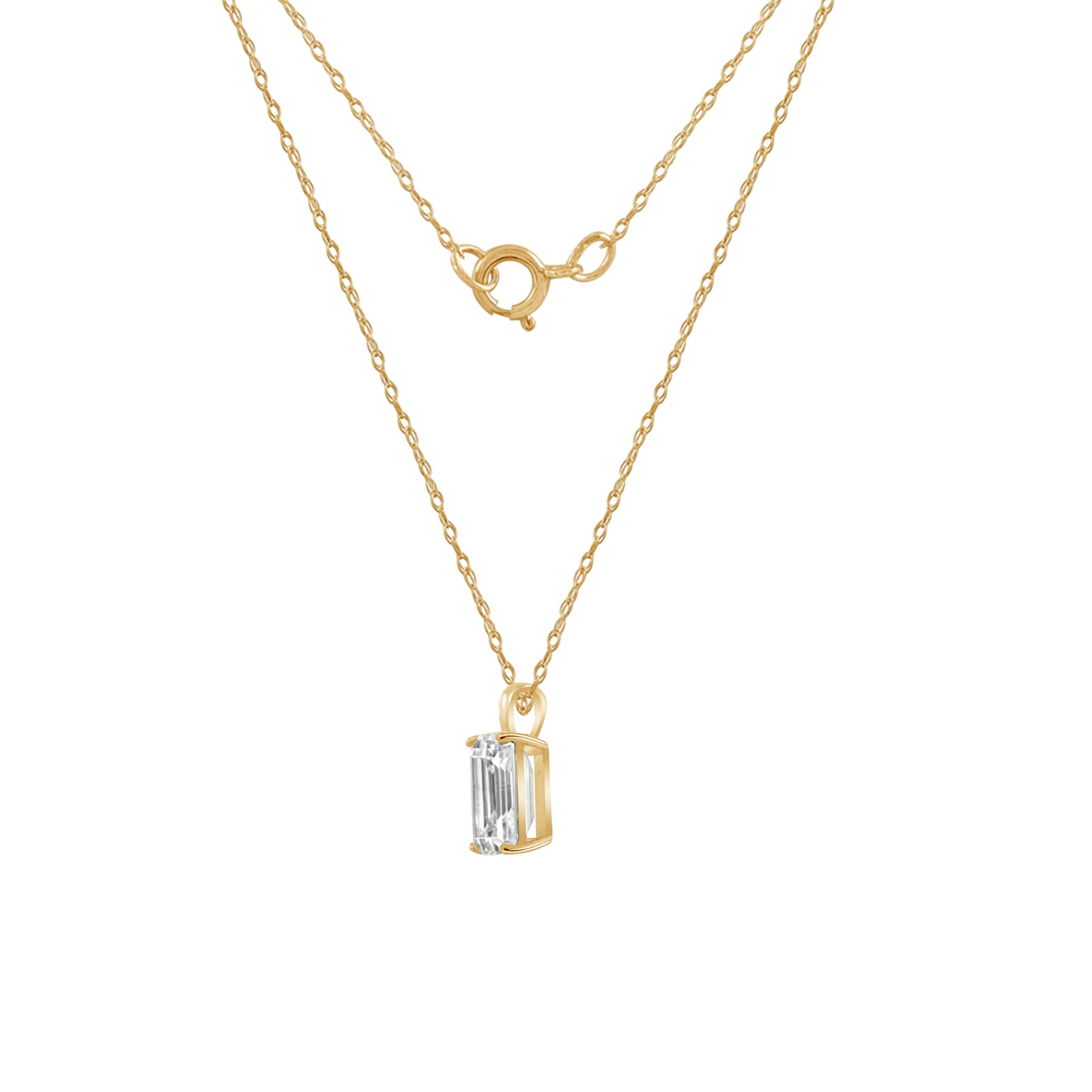 10K Solid Gold Solitaire Necklace