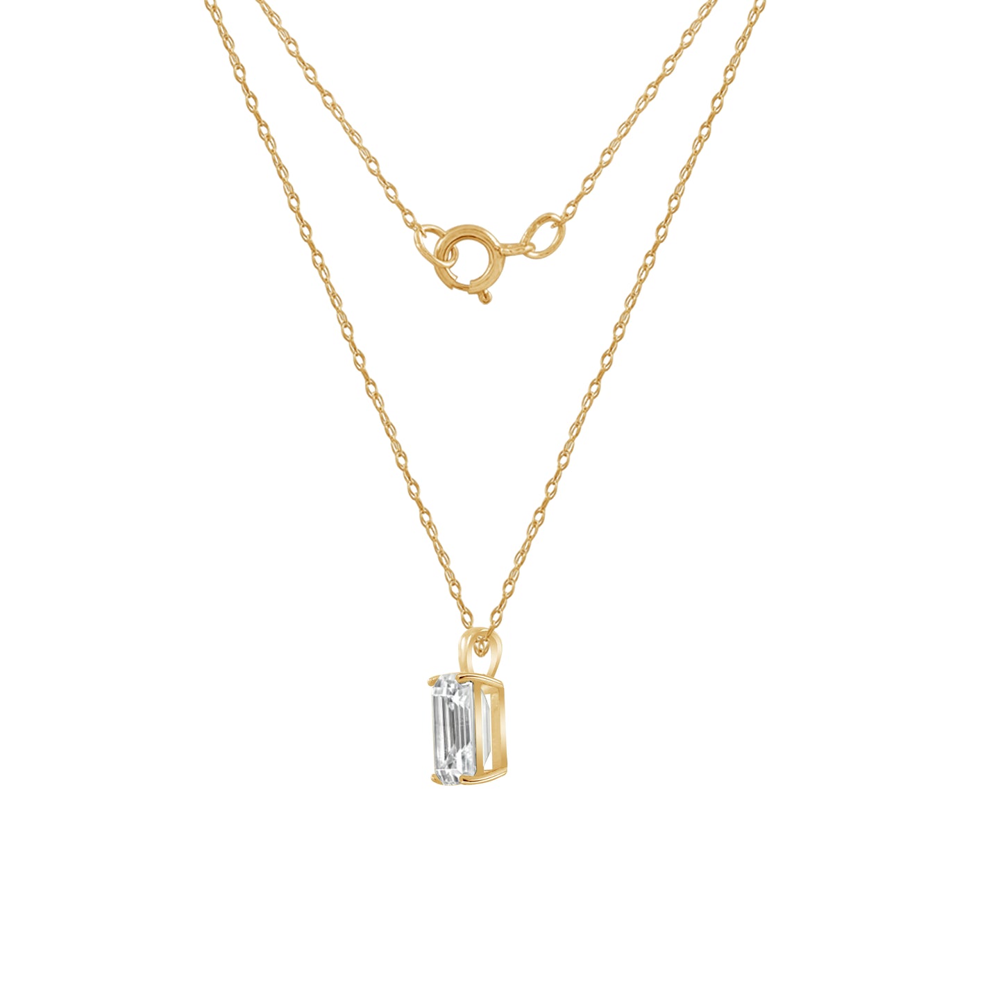 14K Solid Gold Solitaire Necklace