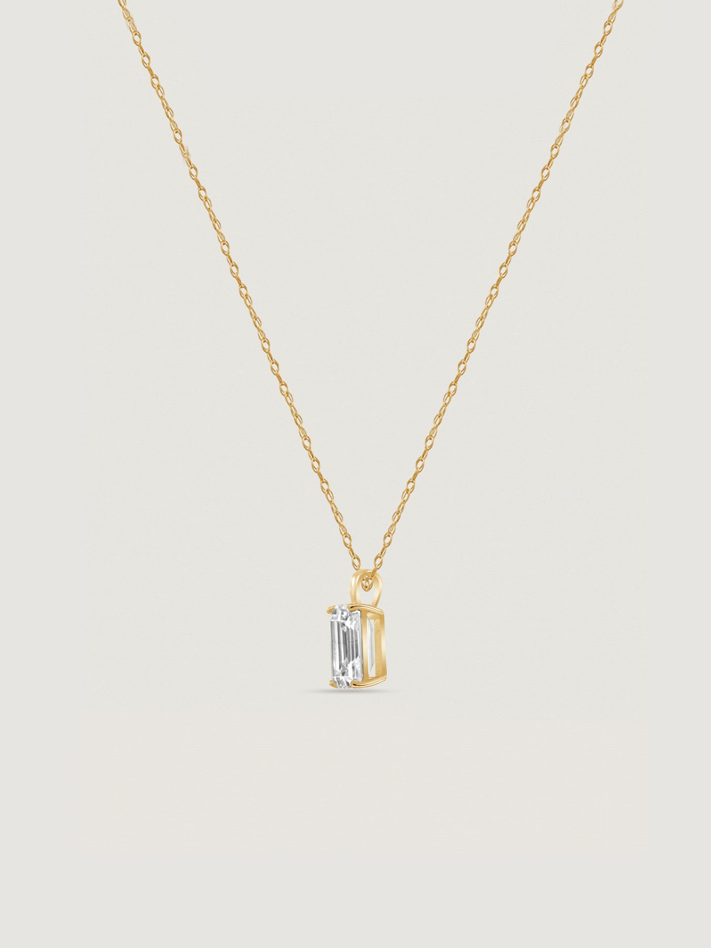 14K Solid Gold Solitaire Necklace