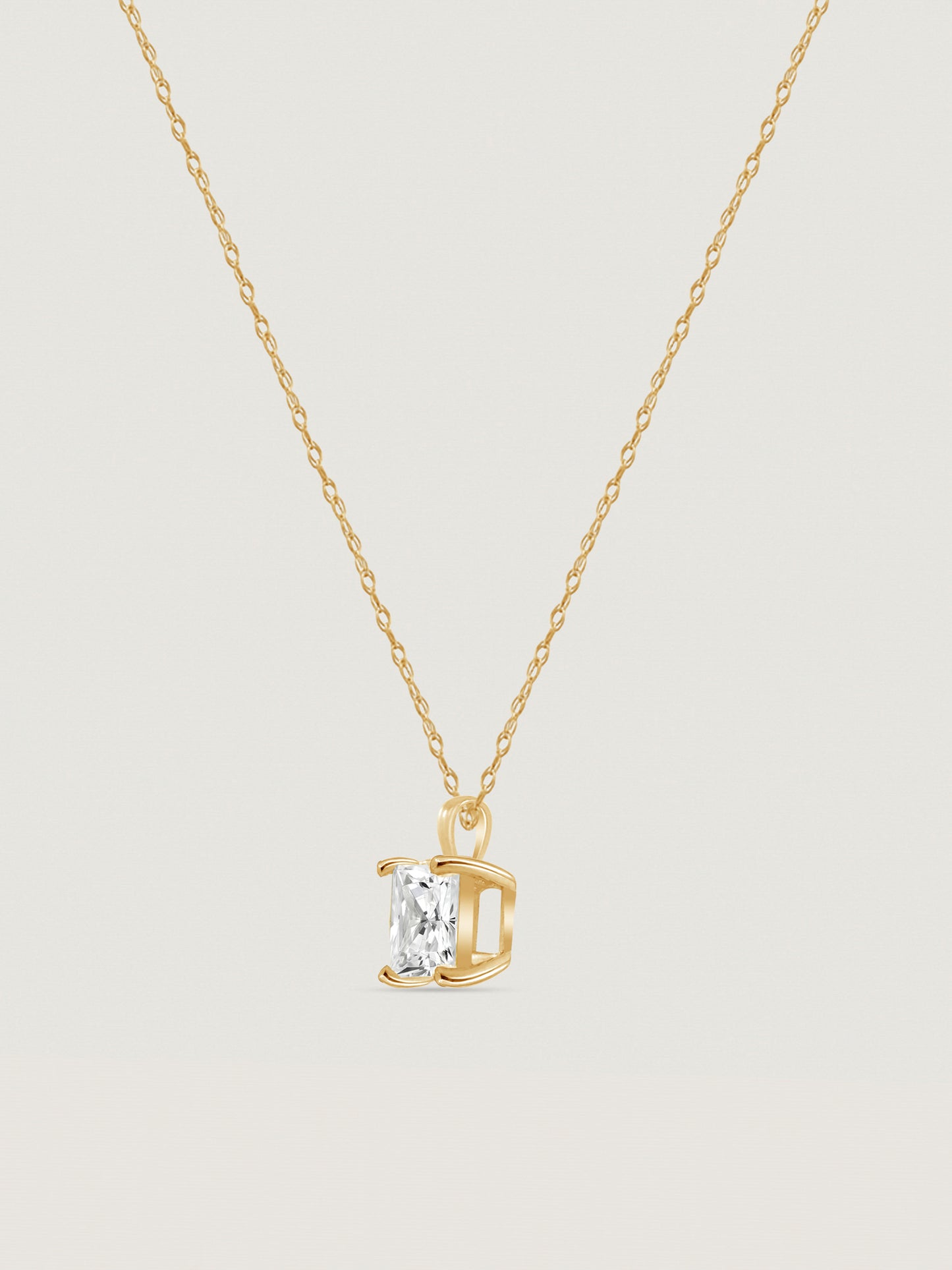 10K Solid Gold Solitaire Necklace