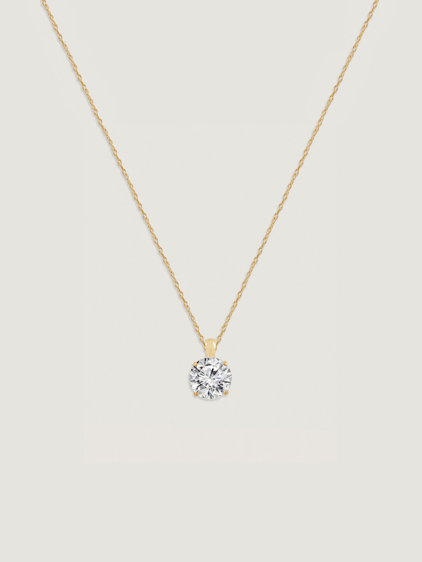 14K Solid Gold Solitaire Necklace