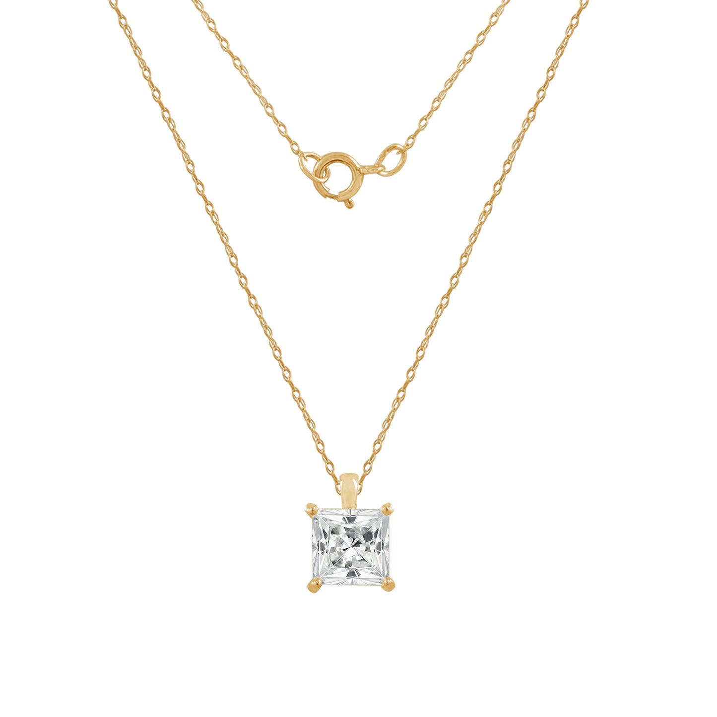 10K Solid Gold Solitaire Necklace