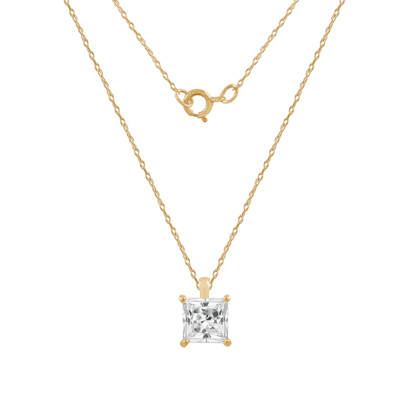 14K Solid Gold Solitaire Necklace