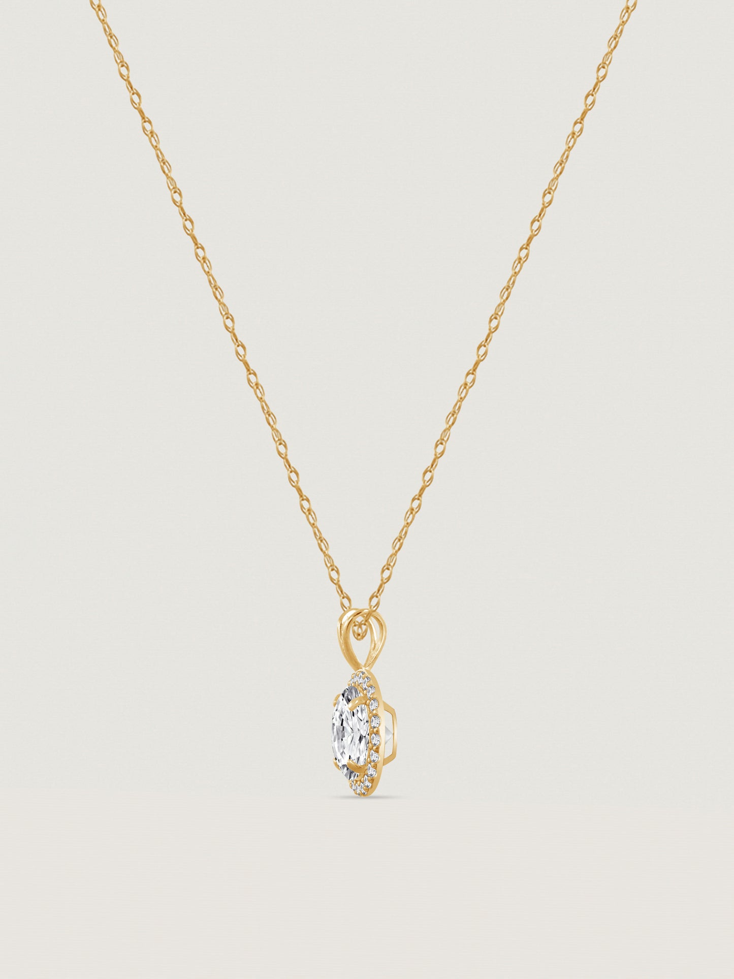 Solid Gold Halo Pendant Necklace